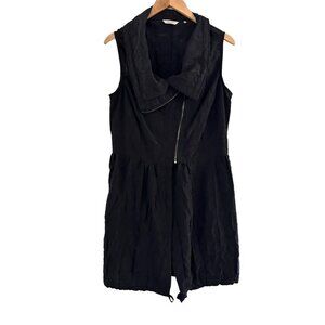 Cappuccini Jacket Black Sleeveless Crinkle Front Zip Lightweight Euro 46 / US 6